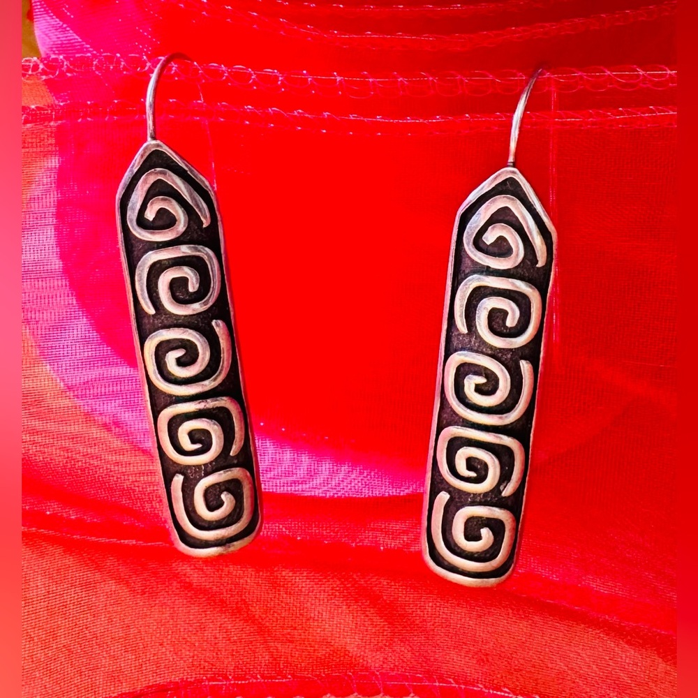 Native American Handcrafted Signed Silver Dangle … - image 2